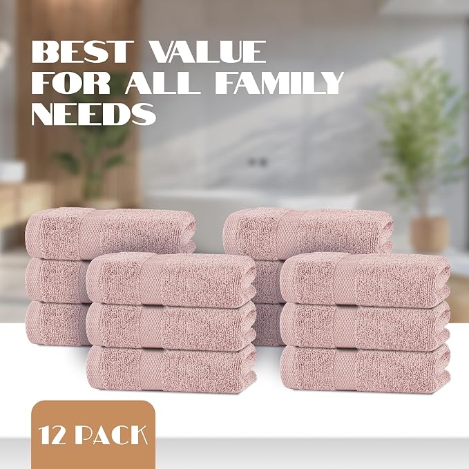 White Classic Pink Hand Towels for Bathroom Cotton Hand Towel Bulk for Gym - Image 4