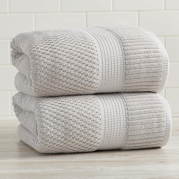 NY Loft 100% Cotton 2 Pack Bath Sheet Towel Set | Absorbent Quick-Dry Oversize - Image 2