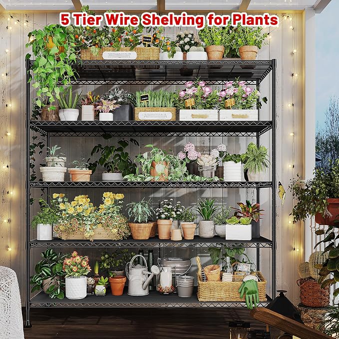 REIBII 45.8“W Metal Shelving Storage Shelves, 5-Tier Wire Shelving Unit - Image 8