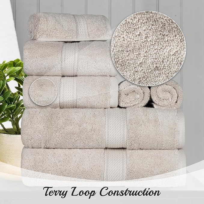 BNM Egyptian Cotton Heavyweight Towels, 800 GSM, Face/ Washcloths, Hand Towels - Image 3