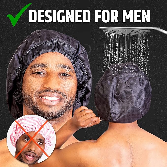 Black Shower Cap for Men - Image 6
