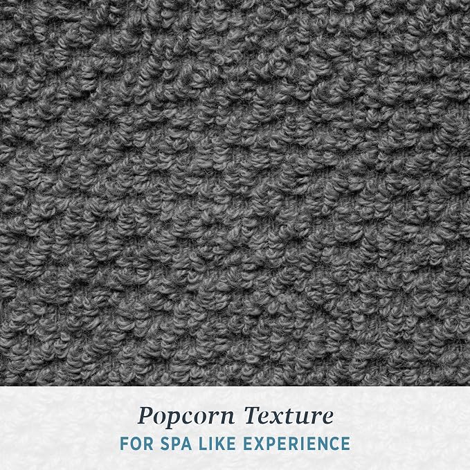 Welhome Franklin Premium 6 Pack Hand Towels Popcorn Textured Charcoal Bathroom - Image 4