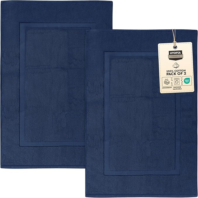 Utopia Towels Cotton Banded Rug, Bath Mats, Not a Bathroom Rug, 21 by 34 Inches by UTOPIATOWELS