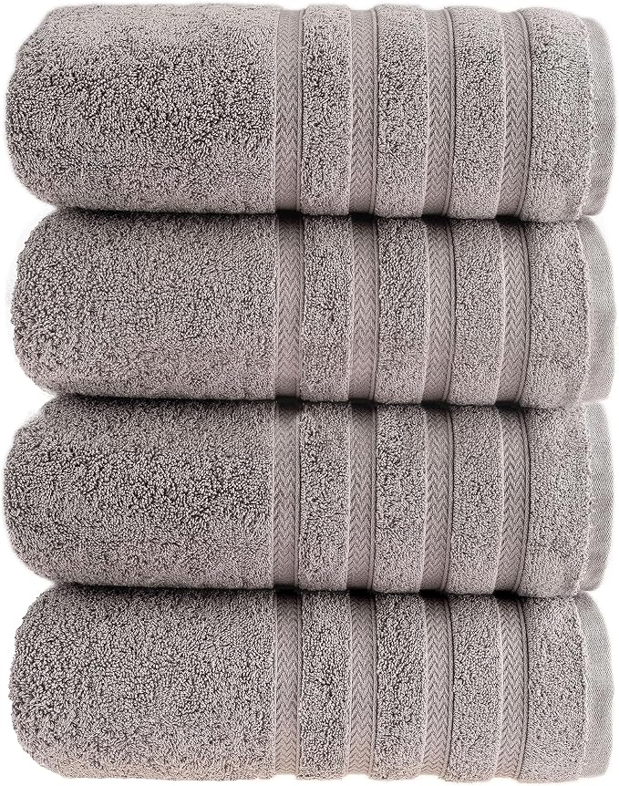 HALLEY Turkish 4 Pack Premium Bath Towels 650 GSM Highly Absorbent Super Soft by HALLEY-TurkishCottonTowels