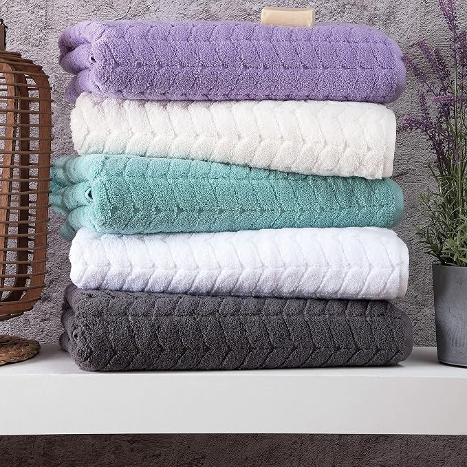 BAGNO MILANO Turkish Bath Towels, Soft Plush Jacquard Luxury Bath Towels - Image 2