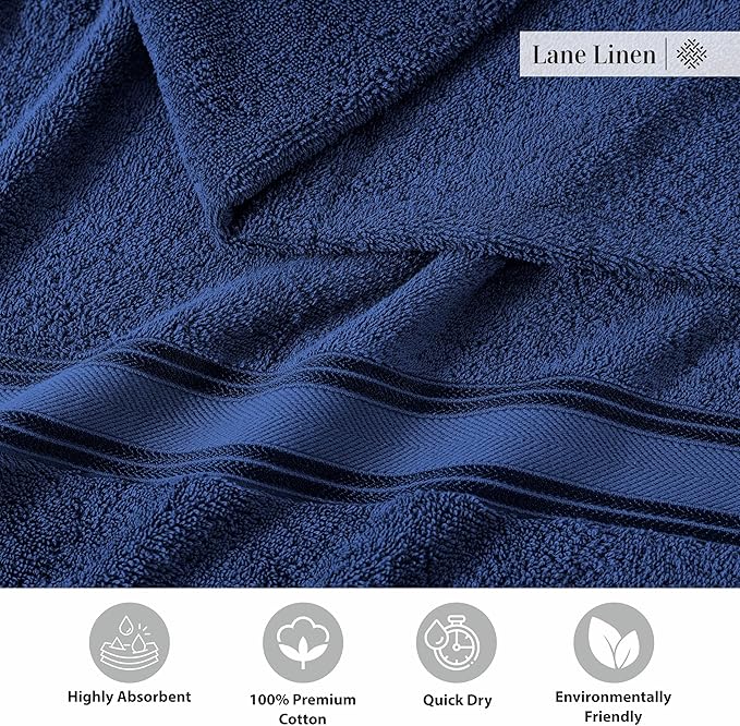 LANE LINEN 100% Cotton 4 Pack Bath Towels - Image 6
