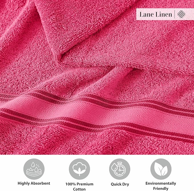 LANE LINEN 100% Cotton Large Bath Towels Set of 4 - Image 6