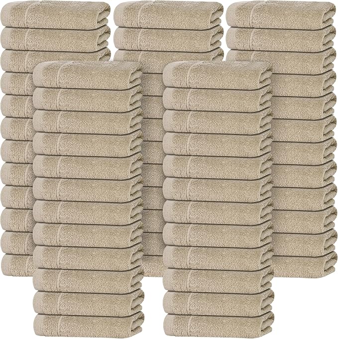 Tens Towels Pack of 60 Washcloths, 12 x 12 Inches, Lighter Weight, Quick to Dry by TensTowels