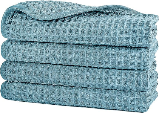 POLYTE 430 GSM Microfiber Lint Free Washcloth Face Towel, 13 x 13 in, 4 Pack by Polyte
