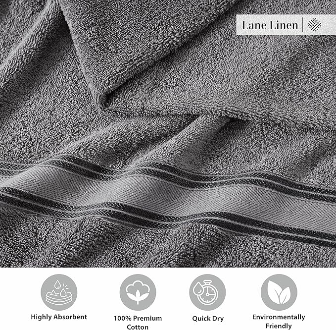LANE LINEN Towel Set of 12 – 100% Mercerized Cotton, Zero Twist, 4 Large Bath - Image 7