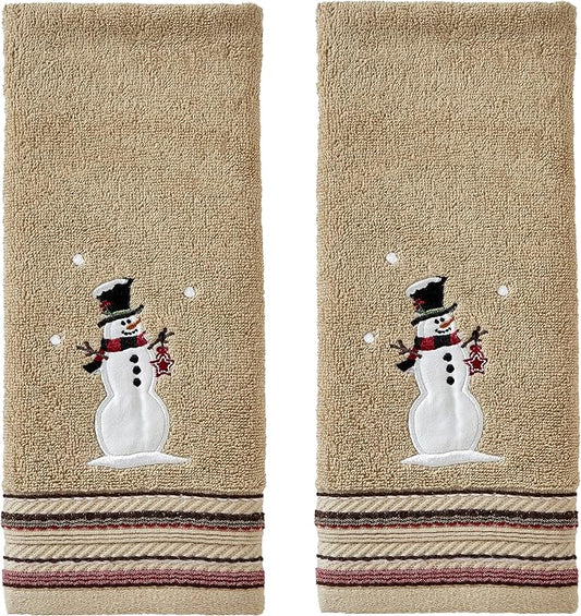 SKL Home Christmas/Winter Rustic Plaid Snowman Hand Towel 2pc Set by SKLHomebySaturdayKnightLtd
