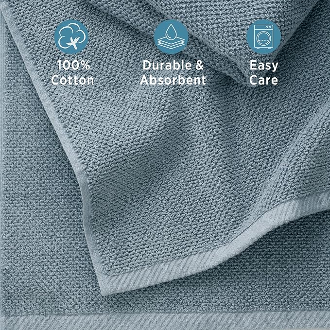 Welhome Franklin Premium 6 Pack Hand Towels Popcorn Textured Dusty Blue - Image 6