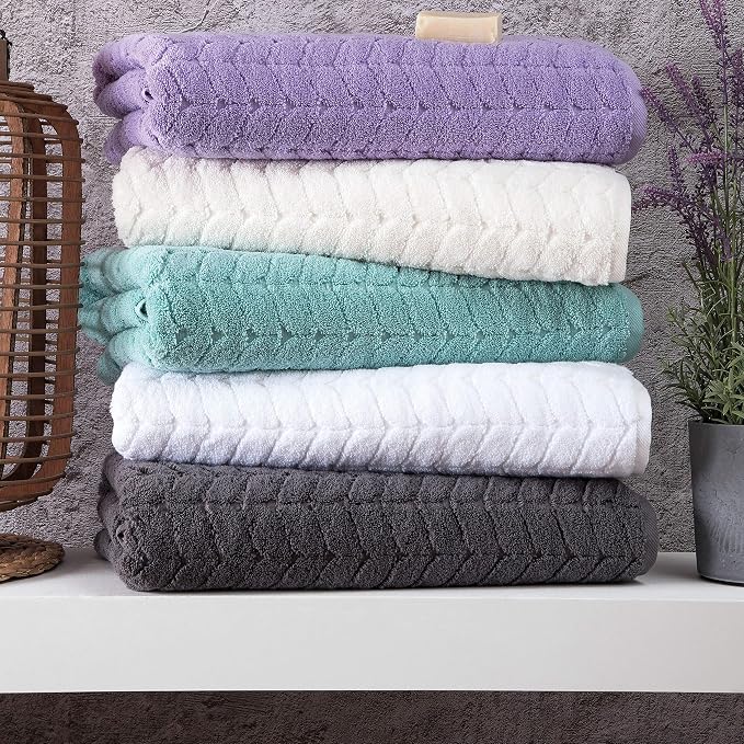 BAGNO MILANO Turkish Bath Towels, Soft Plush Jacquard Luxury Bath Towels - Image 6