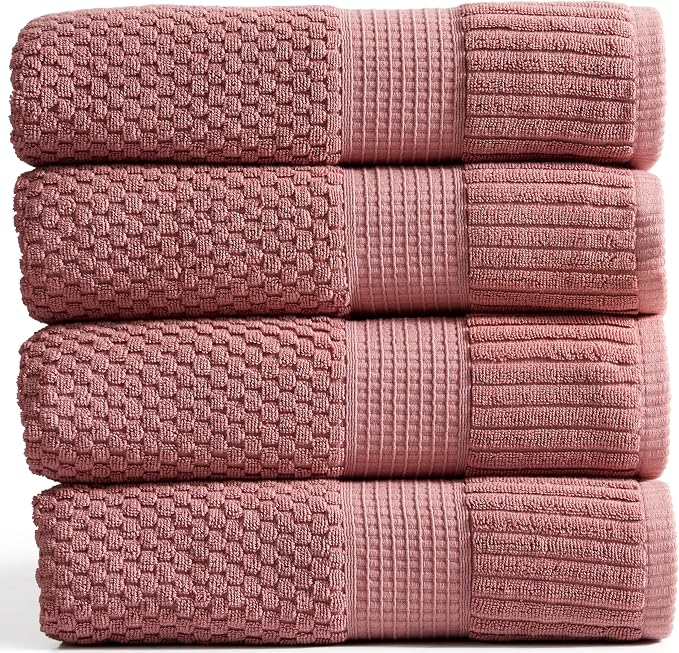 NY Loft 100% Cotton Bath Towel 4 Pack | Super Soft & Absorbent Quick-Dry Bath by NYLoft