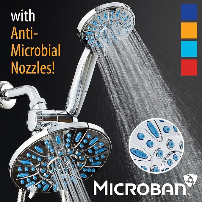 Antimicrobial/Anti-Clog High-Pressure 30-setting Rainfall Shower Combo by - Image 2