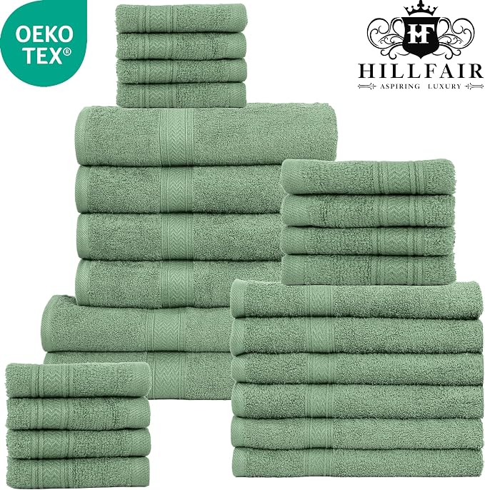 HILLFAIR - 100% Cotton 24 Piece Bath Towels Set - Image 3