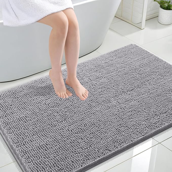 OLANLY Bathroom Rugs 47x32, Extra Soft Absorbent Chenille Bath Rugs, Rubber by OLANLY