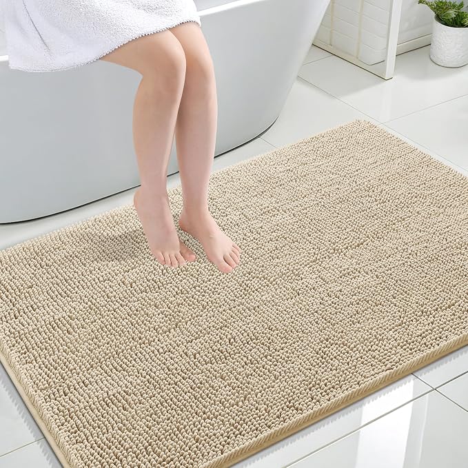 OLANLY Bathroom Rugs 47x32, Extra Soft Absorbent Chenille Bath Rugs, Rubber by OLANLY