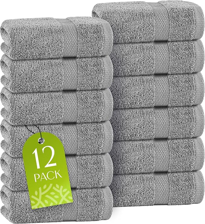 White Classic Light Gray Washcloths Set by WhiteClassic