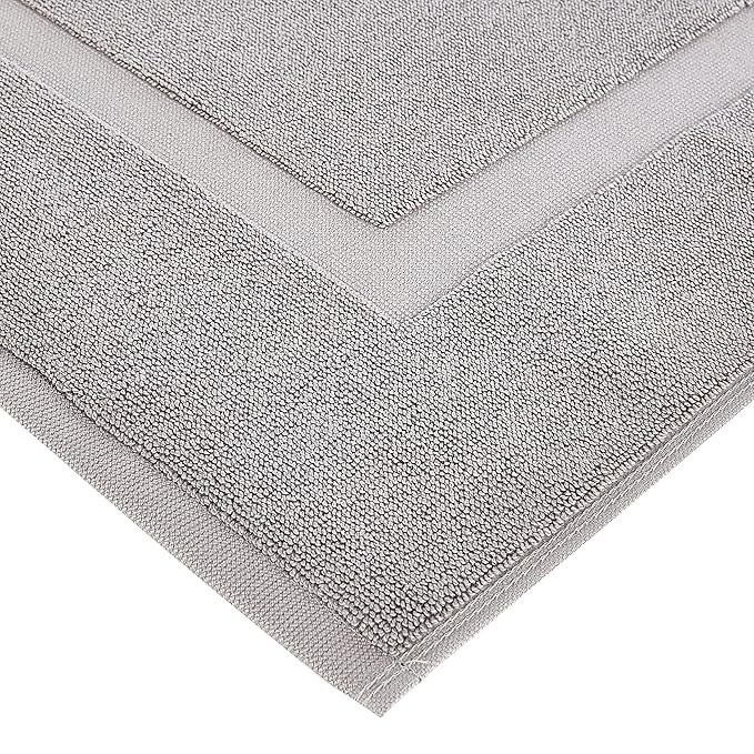 Amazon Basics Banded Bathroom Bath Rug Mat, Light Gray, 31 inches L x 20 inches - Image 5