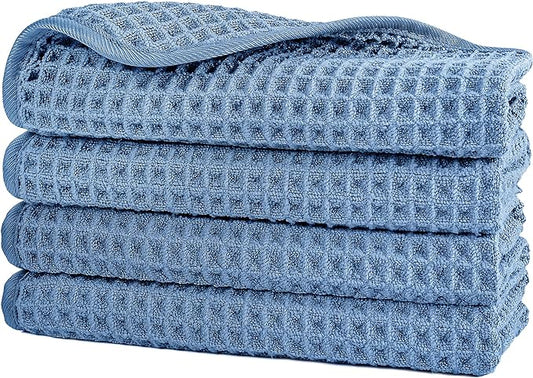 POLYTE 430 GSM Microfiber Lint Free Washcloth Face Towel, 13 x 13 in, 4 Pack by Polyte