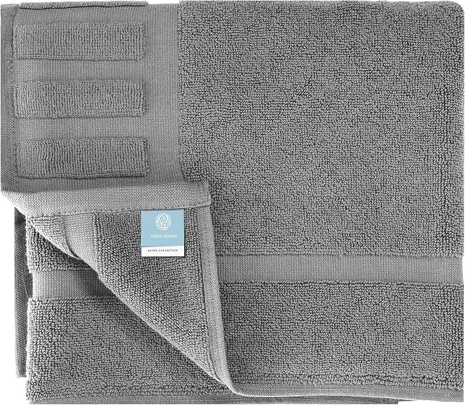 White Classic Luxury Bath Mat Floor Towel Set - Image 6