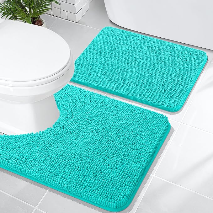 OLANLY Bathroom Rugs Sets 2 Piece, Soft Absorbent Chenille Bath Mats and by OLANLY