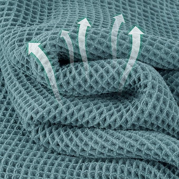 Microfiber Waffle Hand Towels, 4 Pieces, Fast Drying, Lint Free - Image 2