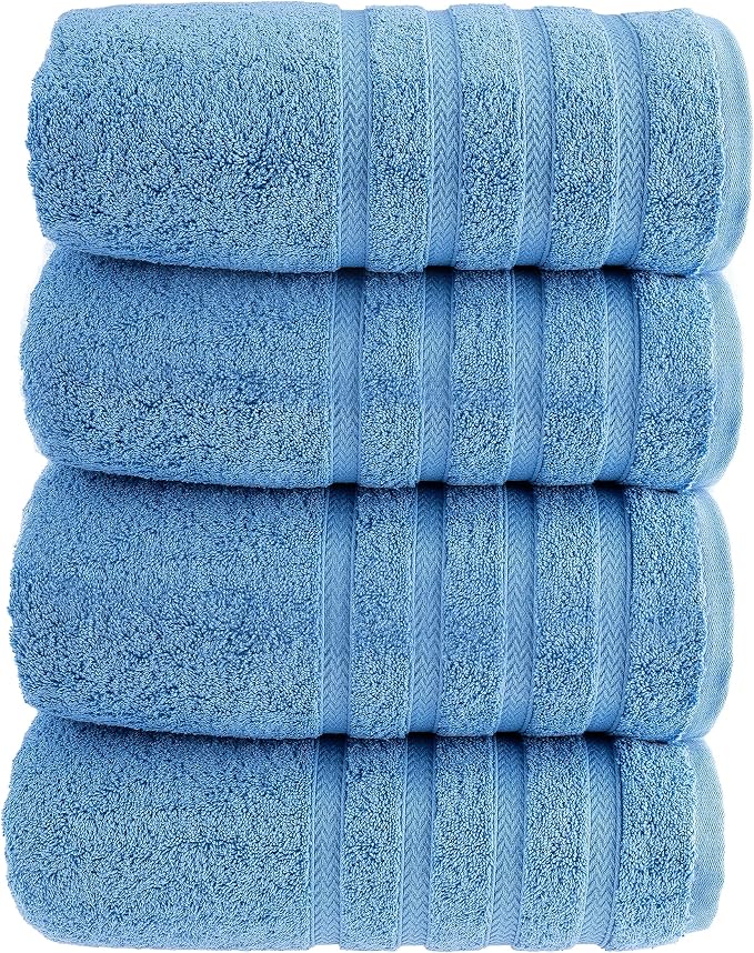 HALLEY Turkish 4 Pack Premium Bath Towels 650 GSM Highly Absorbent Super Soft by HALLEY-TurkishCottonTowels