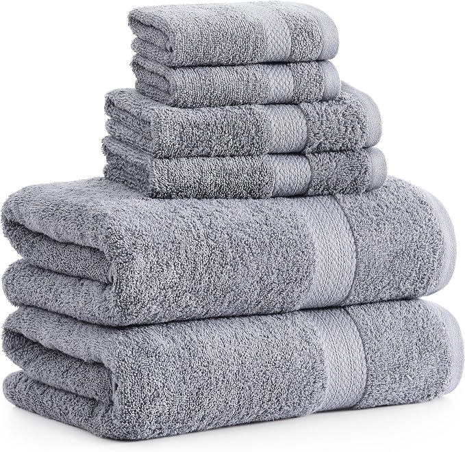 Lane Linen 100% Mercerized Cotton Luxury Bathroom Towels Set - Image 2