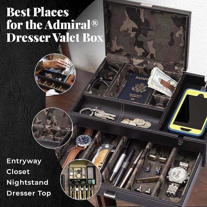 HOUNDSBAY Admiral Dresser Valet Box, Camo Gifts - Image 5