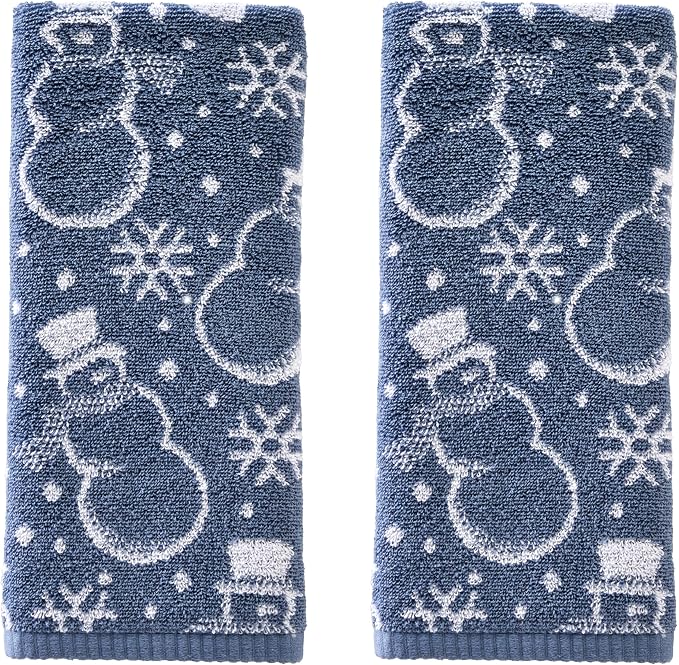 SKL Home Winter/Christmas Top Hat Snowmen Hand Towel 2pc Set by SKLHomebySaturdayKnightLtd