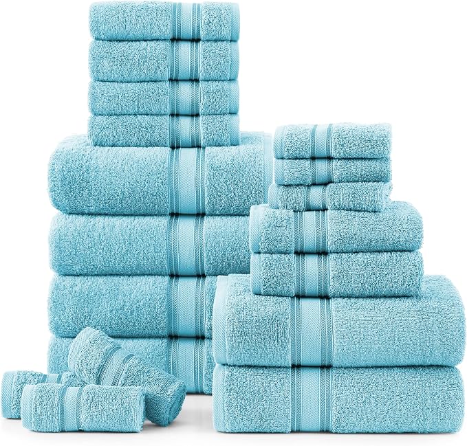 LANE LINEN Luxury 18-Piece Solid Cotton Bathroom Towel Set by LaneLinen